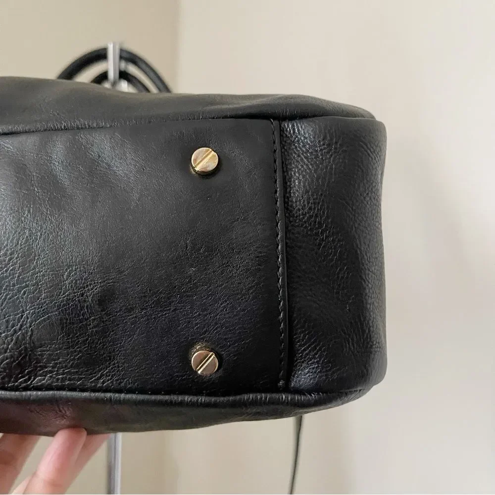 Tory Burch Black Holland Satchel Handbag Leather preowned